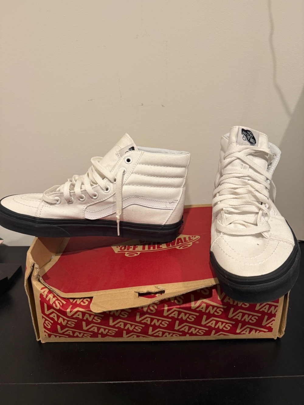 Vans White High-Top Sneakers with Black Sole